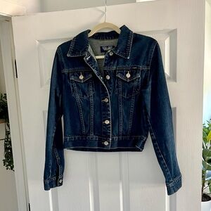 Angels Vintage Dark Blue Wash Cotton Denim Jacket Size Medium